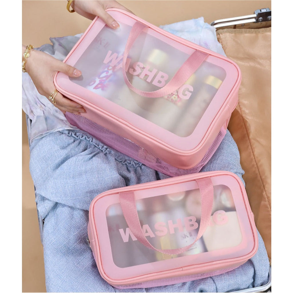 Dry & Wet Separation PVC Transparent Beach Bag – Double-Layer Portable Travel Toiletry Bag with Compartments for Makeup & Cosmetic Storage, Ideal for Organizing on-the-Go