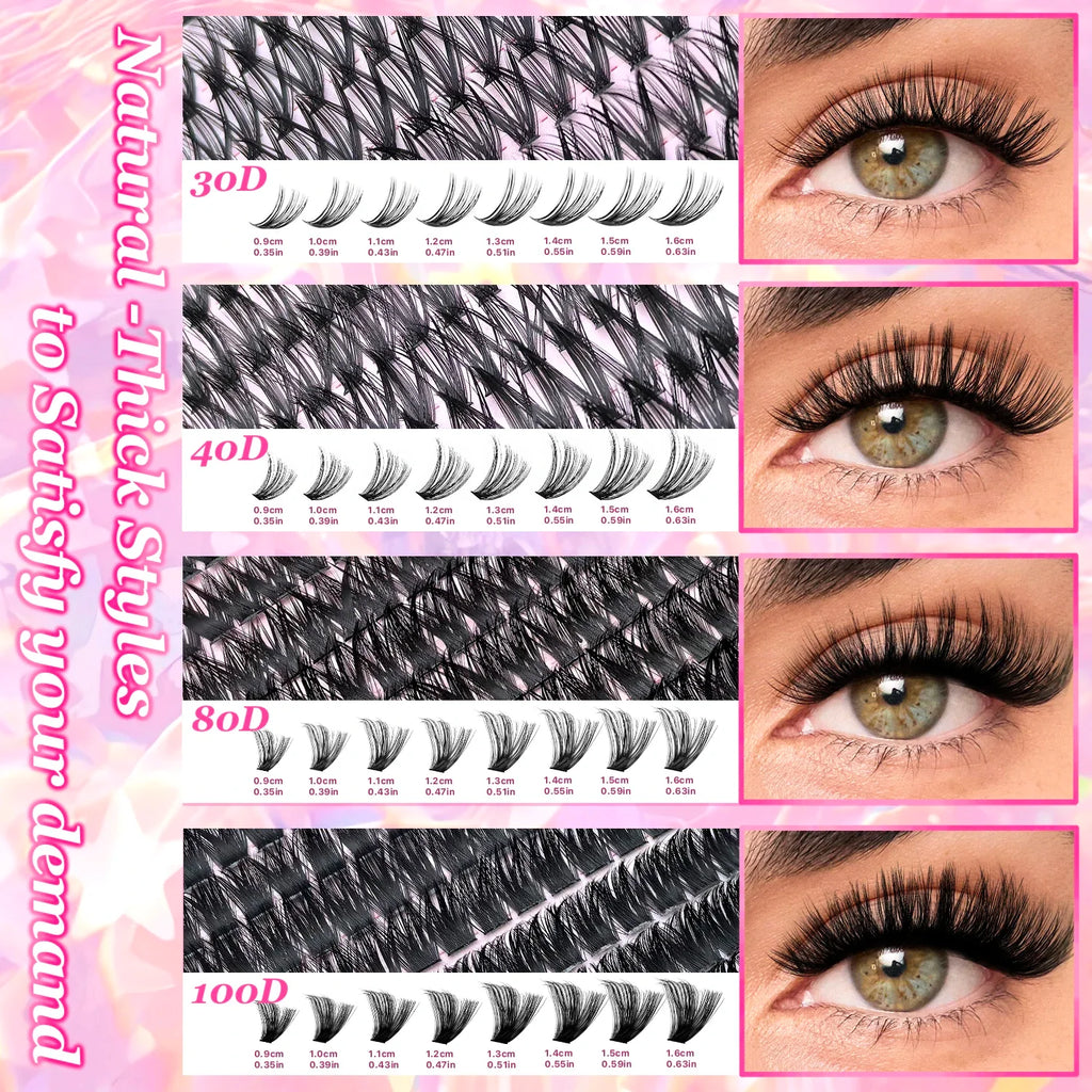 DIY Lash Extension Kit 720pcs Lash Clusters Individual Eyelashes Kit with Lash Bond and Seal Wispy Natural Mange Lashes