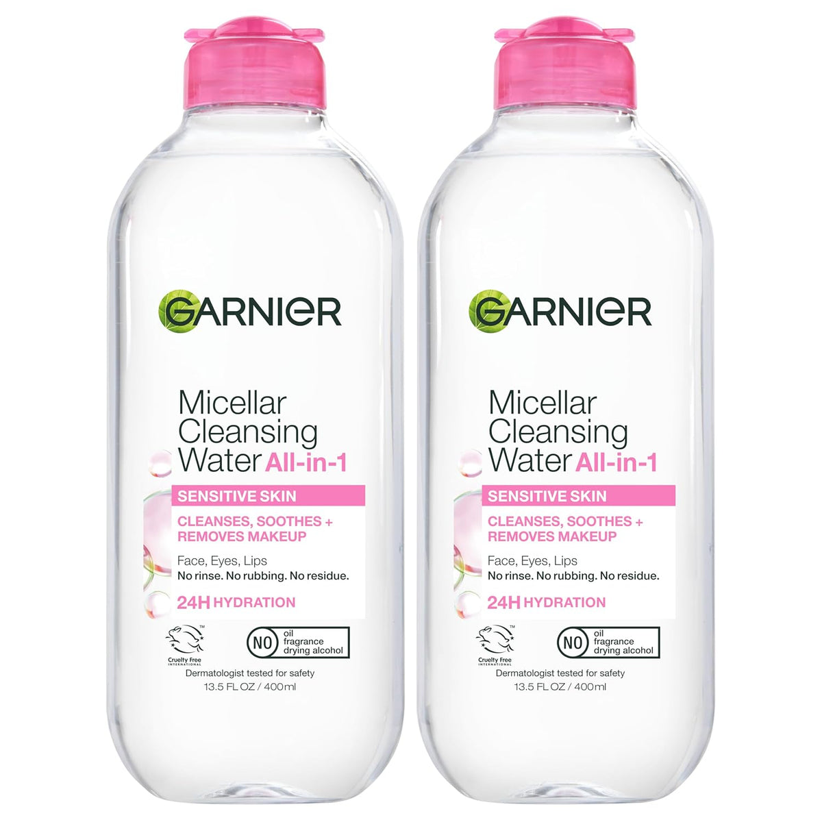 Garnier Micellar Cleansing Water, All-in-1 Makeup Remover and Facial Cleanser, For All Skin Types, 3.4 Fl Oz (100mL), 1 Count (Packaging May Vary)