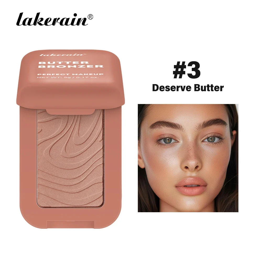 Lakerain Butter Bronzer Cream Women Waterproof Genteel Girl Nude Makeup Silky Shimmer Monochrome Blush Korean Face Cosmetics