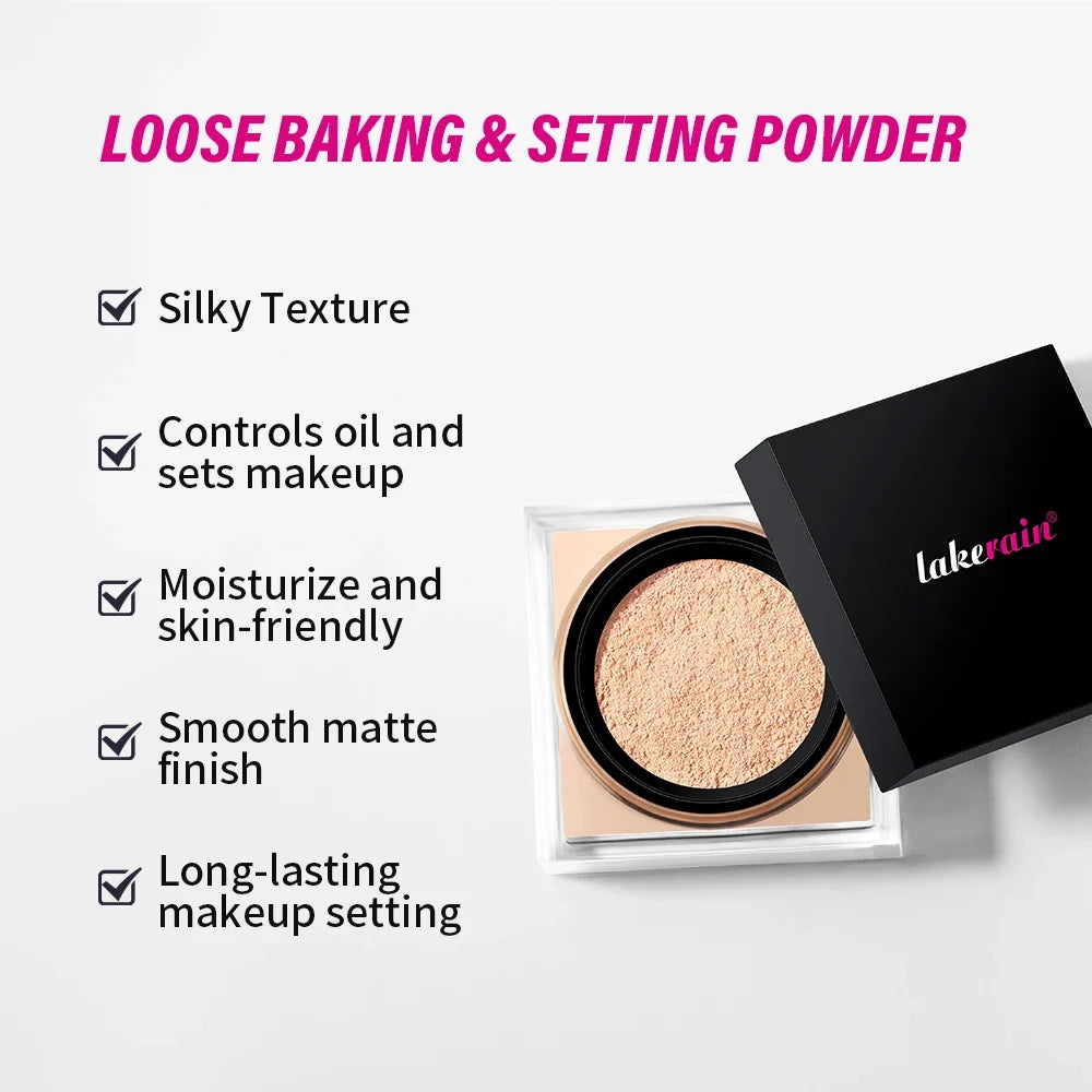 Loose Baking&Setting Powder Long Lasting Oil Control Natural Face Matte Waterproof BrighTening Loose Powder Makeup Cosmetics