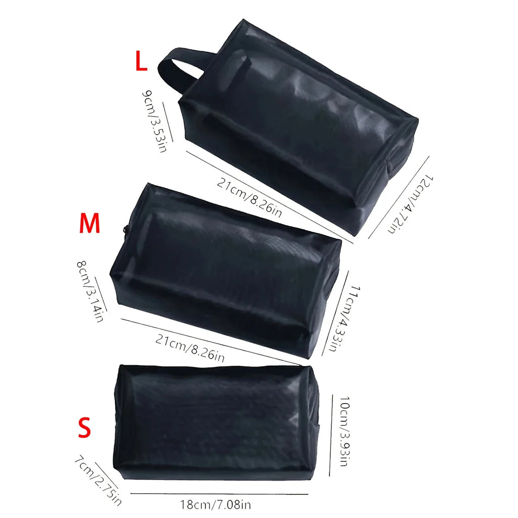 1PC Travel Black Mesh Cosmetic Bag Zipper Makeup Bag For Women Wash Toiletry Bag Makeup Organizer Portable Storage Pouch