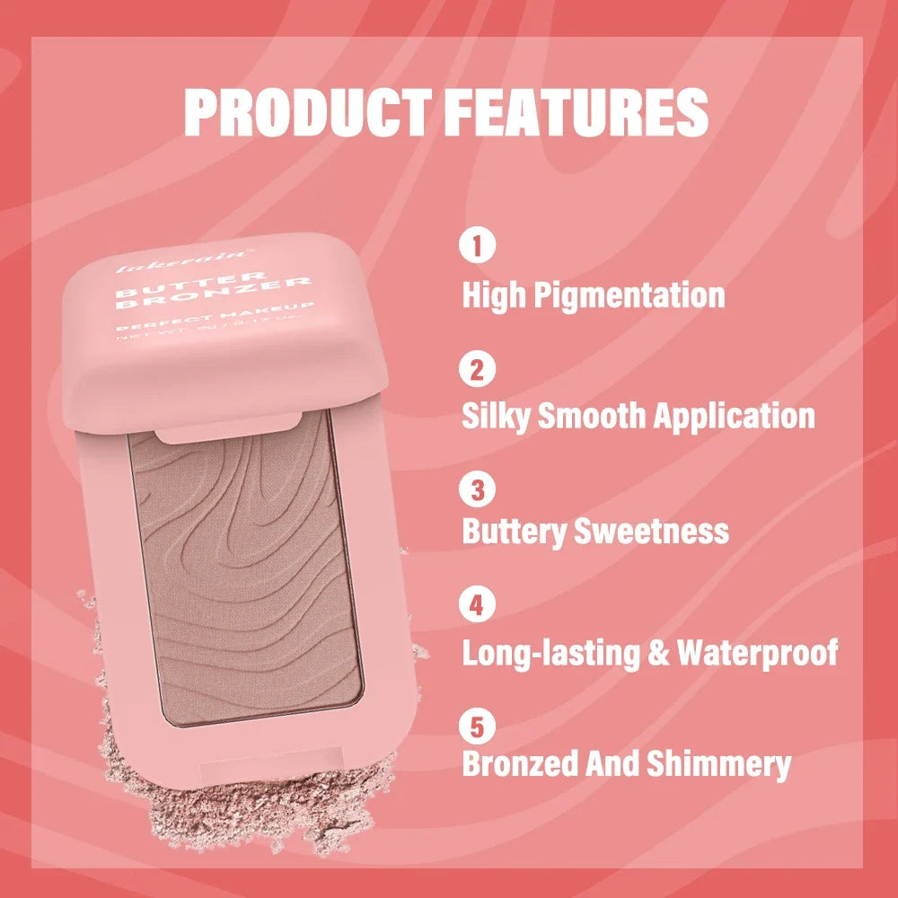 Lakerain Butter Bronzer Cream Women Waterproof Genteel Girl Nude Makeup Silky Shimmer Monochrome Blush Korean Face Cosmetics