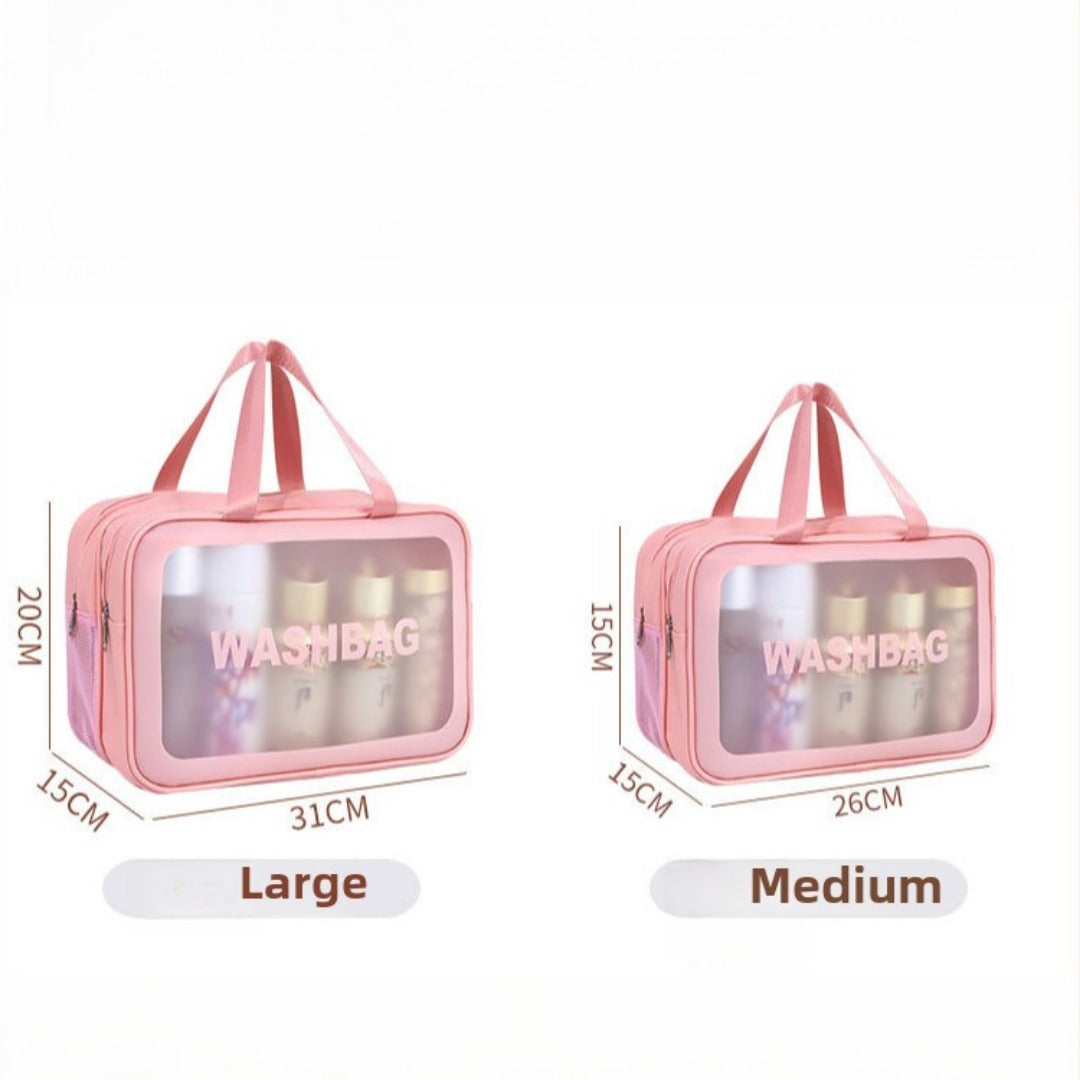 Dry & Wet Separation PVC Transparent Beach Bag – Double-Layer Portable Travel Toiletry Bag with Compartments for Makeup & Cosmetic Storage, Ideal for Organizing on-the-Go