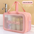 Dry & Wet Separation PVC Transparent Beach Bag – Double-Layer Portable Travel Toiletry Bag with Compartments for Makeup & Cosmetic Storage, Ideal for Organizing on-the-Go